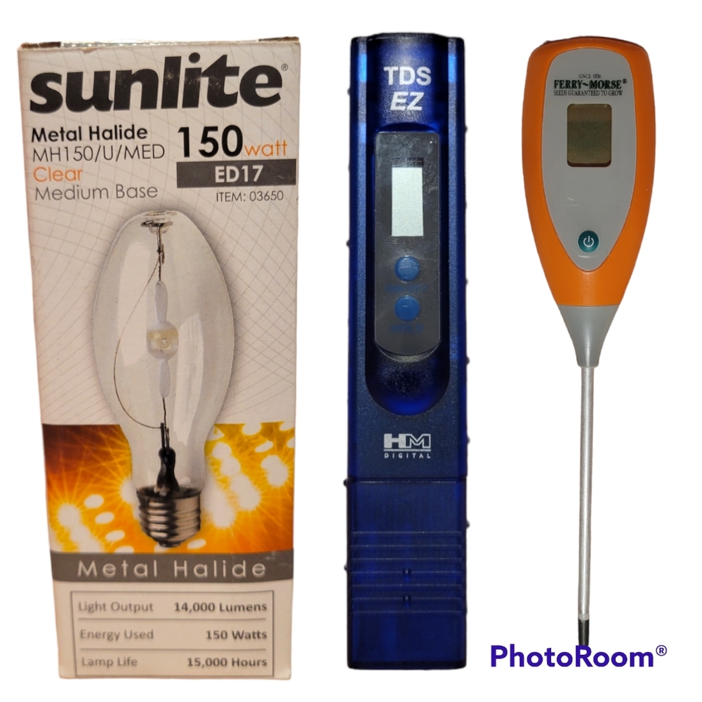 Indoor Gardening Bundle - Moisture Meter, TDS EZ PPM Tester, Grow Bulb